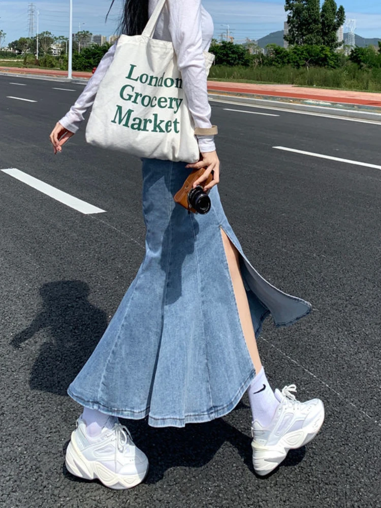 herlipto♡mermaid slit denim skirt herlipto ♡ mermaid slit denim skirt HER LIP TO Mermaid Slit