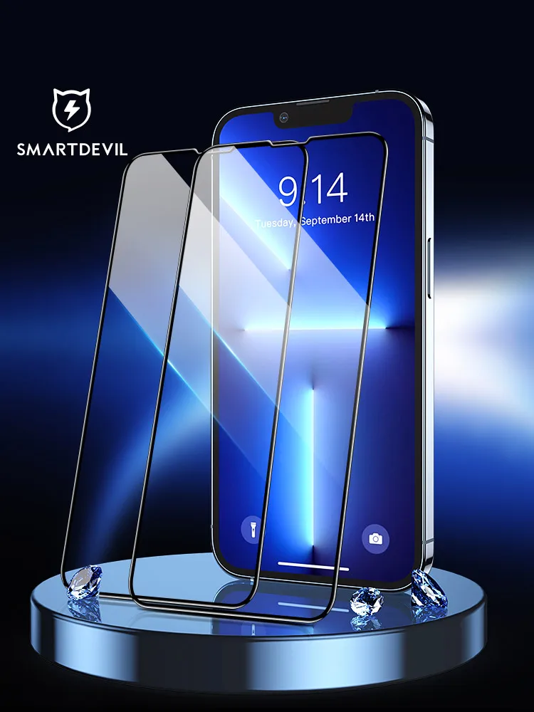 SmartDevil 2 Pcs for iPhone 11 Full Cover Tempered Glass for iPhone 13 Pro Max 12 mini 7 8 X XS XR SE 3 2020 Screen Protector HD