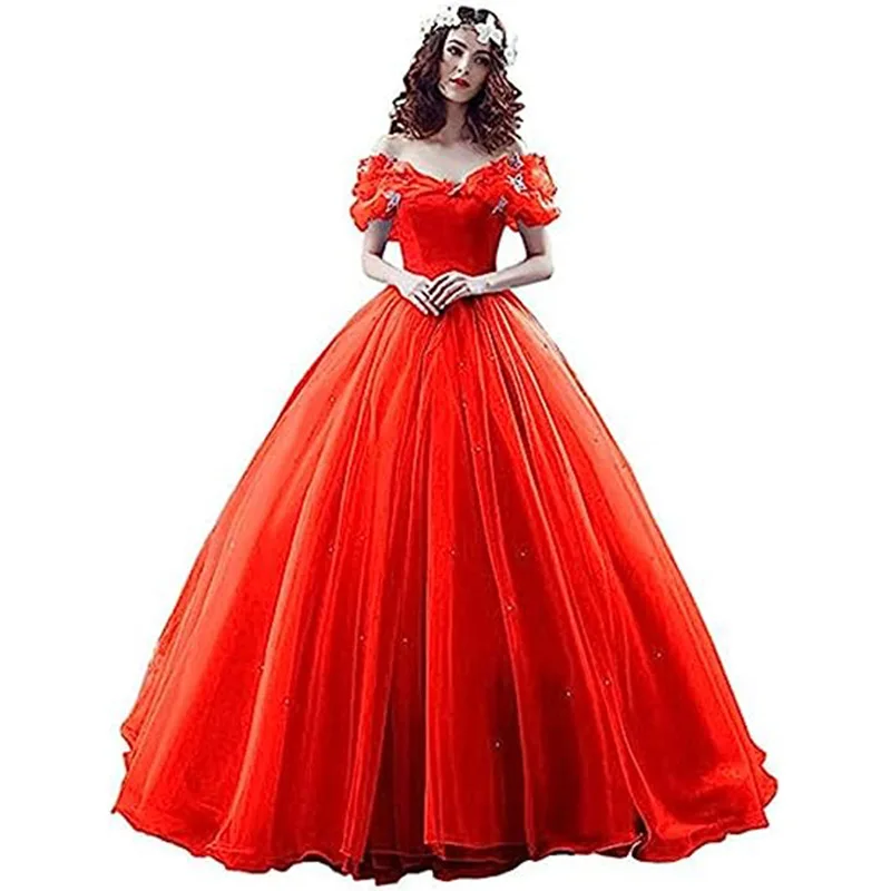 

Cinderella Movie Solid Color Princess Puffy Skirt Performance New Wedding Dress Performance Evening Dress Girl