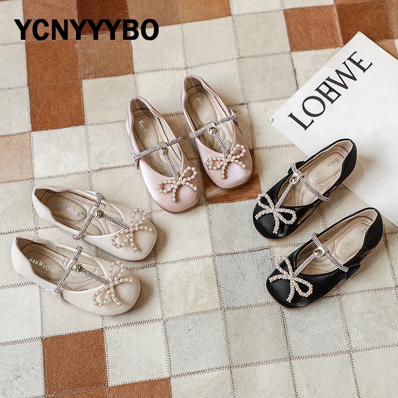 

Kids Bow Princess Shoes Baby Girls Brand Ballet Flats Children Rhinestone Dance Shoes Toddler Dress Shoes Mary Jane For Autumn