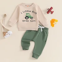 Toddler Boy Fall Winter Clothes Crewneck Sweatshirt Long Sleeve Letter Print Shirt with Pants Cute Baby Boy Outfits 1