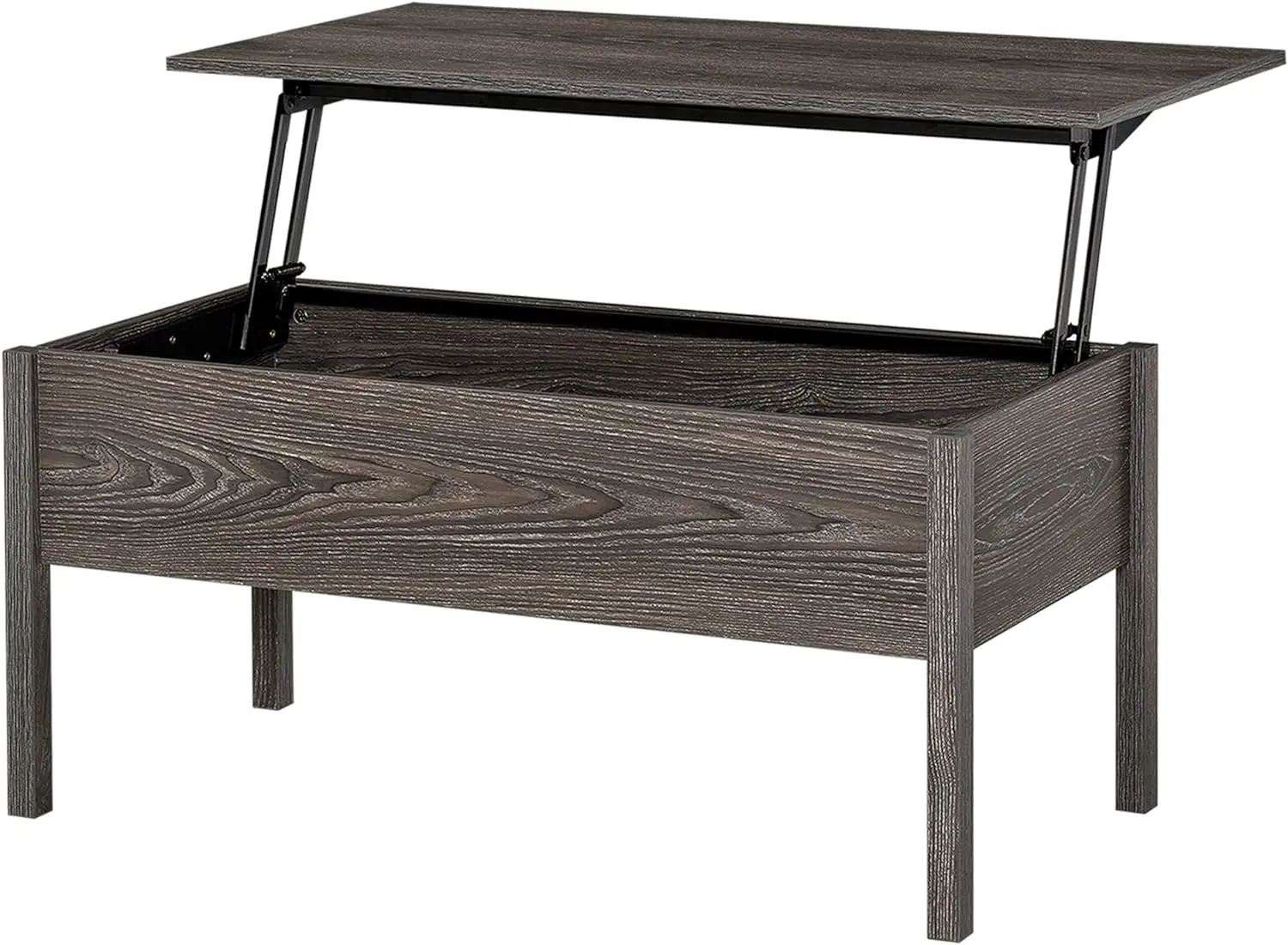 

39" Modern Lift Top Coffee Table Desk with Hidden Storage Compartment for Living Room, Light Grey Woodgrain