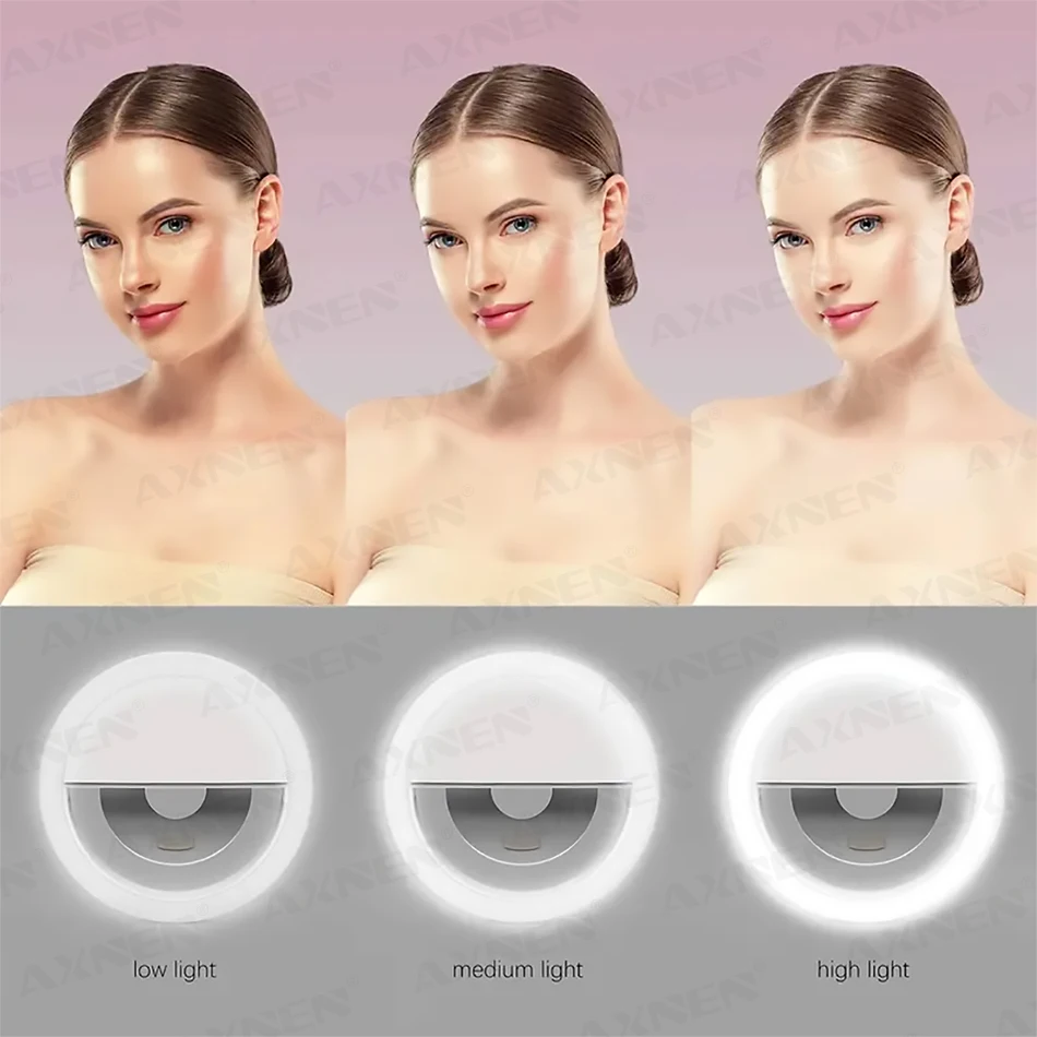 LED Selfie Ring Lamp LED Light Ring with USBcharging Phone Lens Selfie Light Mini Circular Fill Clip Compatible with iPhone Samsung Xiaomi Poco