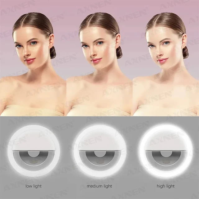 LED Light Ring with USBcharging Phone Lens Selfie Light Mini Circular Fill Light Clip Compatible with iPhone Samsung Xiaomi Poco 2