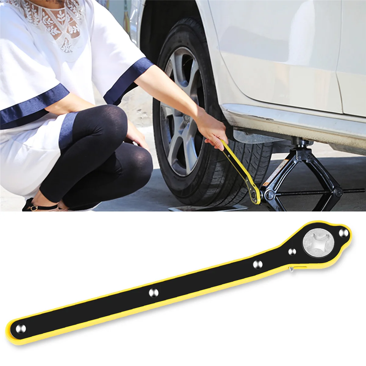 

Automobile Tire Ratchet Wrench Tire Removal Wrench Labor Saving Wrench Rocker