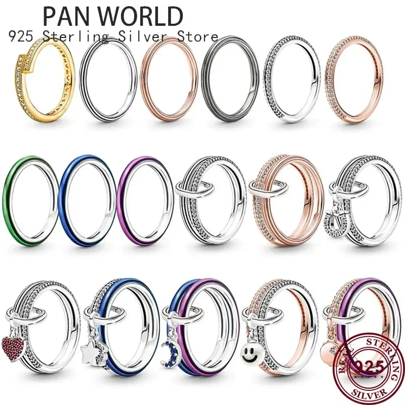 925 Sterling Silver New Wheel Of Destiny Close Nail Color Glue Dropping Couple Pan Pair Ring Suitable For Women Gift Charm Ring women s hot 925 silver me by my series colored gold dropping glue sun moon tonghui fashion ring diy fashion charm jewelry