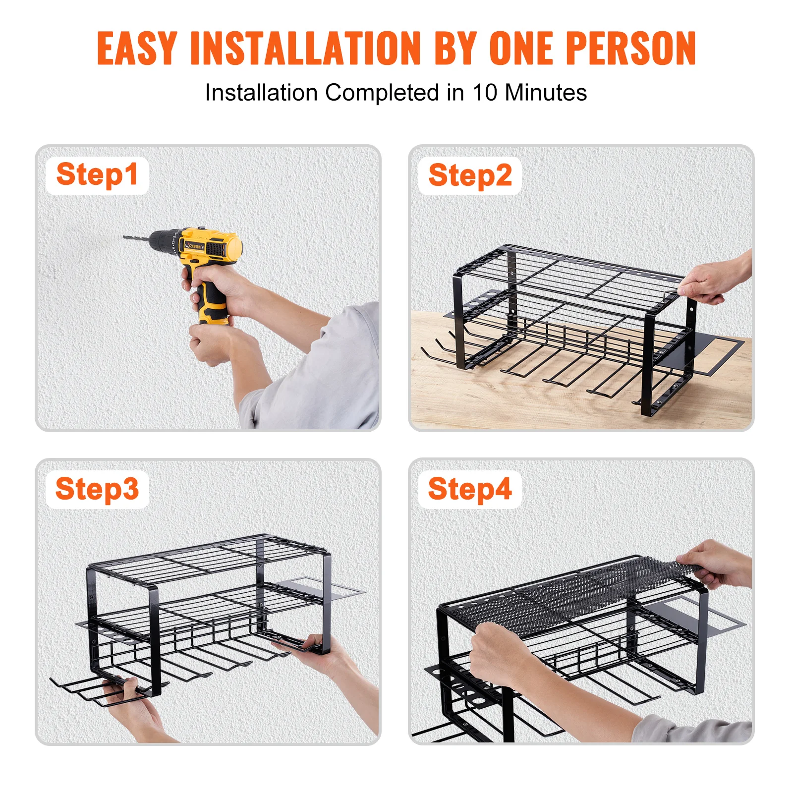 Power Tool Organizer Rack 3 Layers Wall Mount Wrench Electric Drill Holder Heavy Duty Tool Shelf for Workshop Garage tool organizer,wrench organizer,wrench holder,screwdriver organizer,power tool holder