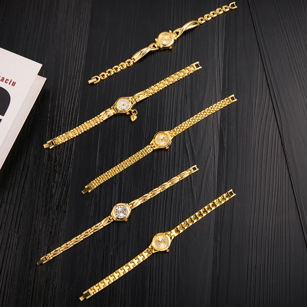 New Luxury Gold Plated Women Wristwatch Girls Quartz Analog Watch High Quality Watches Stainless Steel Casual Dress Clock 2