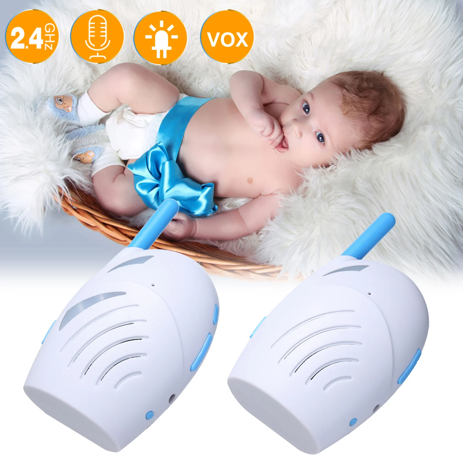 Portable 2.4GHz Wireless Digital Audio Baby Monitor Two Way Talk Crystal Clear Baby Cry Detector Sensitive Transmission wireless baby monitor