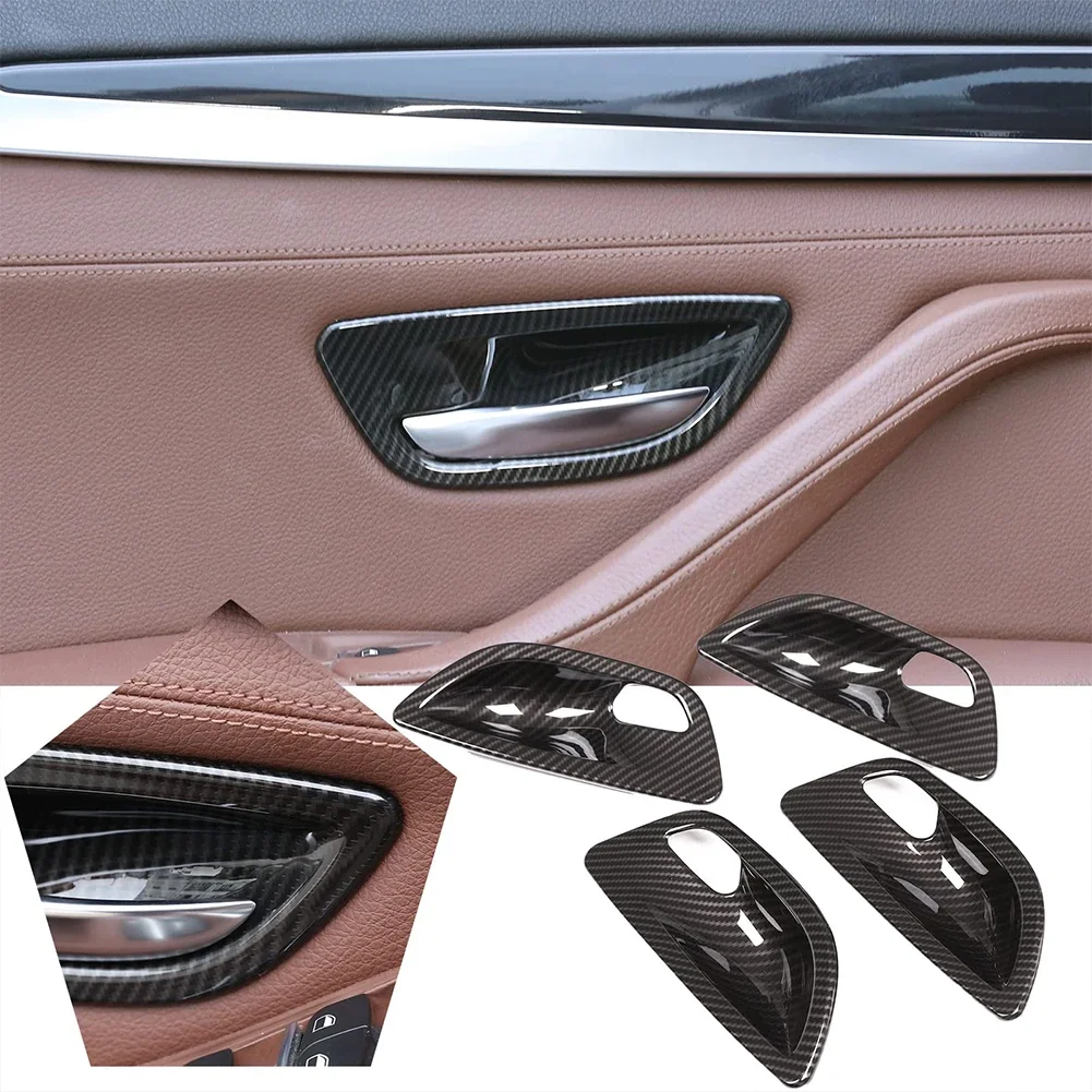 BMW F10 520 차량 도어 핸들 볼 커버 카본 파이버 도어 핸들 트림 자동차 실내 향상 카본 와이어 패턴 색상