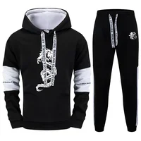 Chinese Dragon Print Men's Tracksuit Hoodies Sweatpants 2 Pcs Set Fashion Streetwear Outfit Fall Winter Casual Sport Jogger Suit