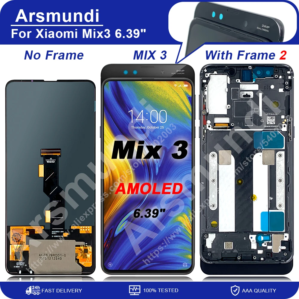 

ЖК-дисплей 6,39 дюйма Super AMOLED для Xiaomi Mi Mix 3 Mix3, сенсорный экран с дигитайзером в сборе для Mi Mix3, M1810E5A, M1810E5GG