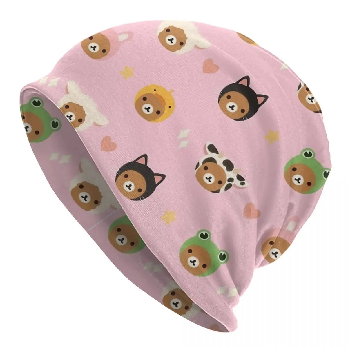 

Розовые шапочки Rilakkuma Zoo Skullies шапка Весенняя унисекс уличные шапки теплая шапка двойного назначения