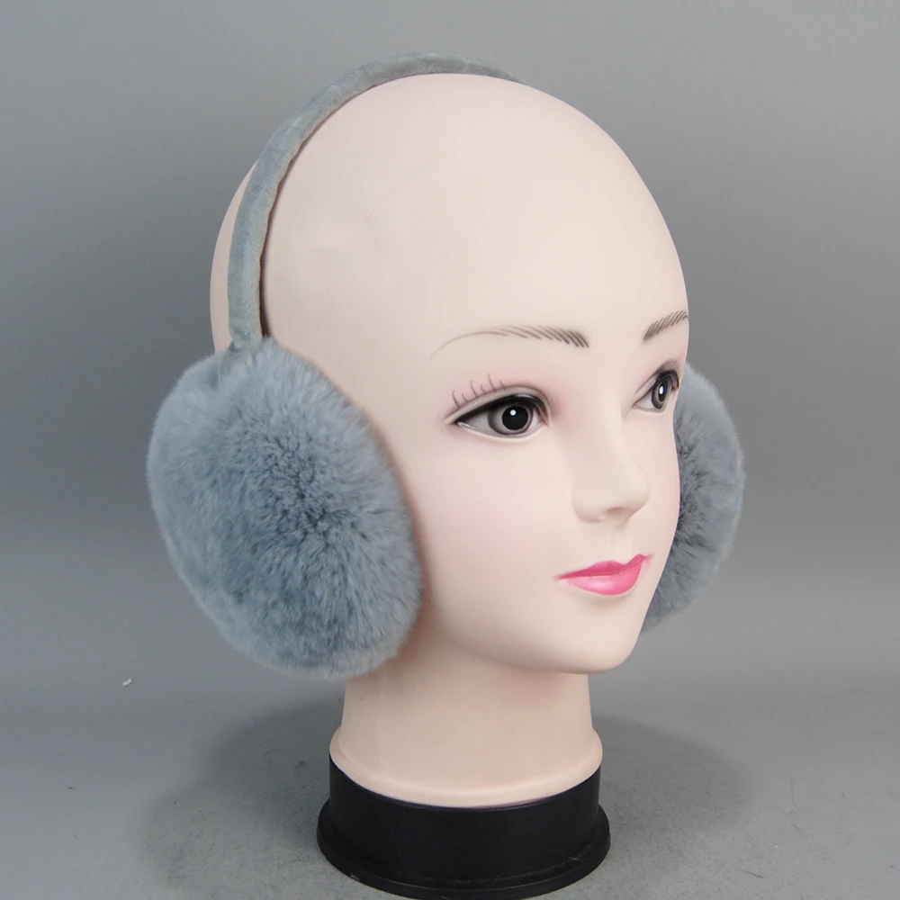 Women Winter Quality Real Rex Rabbit Fur Earmuffs Rex Rabbit Fur Earmuff Lovely Girl Genuine Ear-caps warm earmuffs fur earmuffs