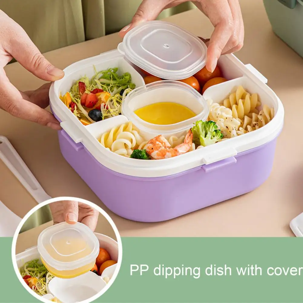 1pc Square Buckle Design Large Capacity Microwave-safe Lunch Box