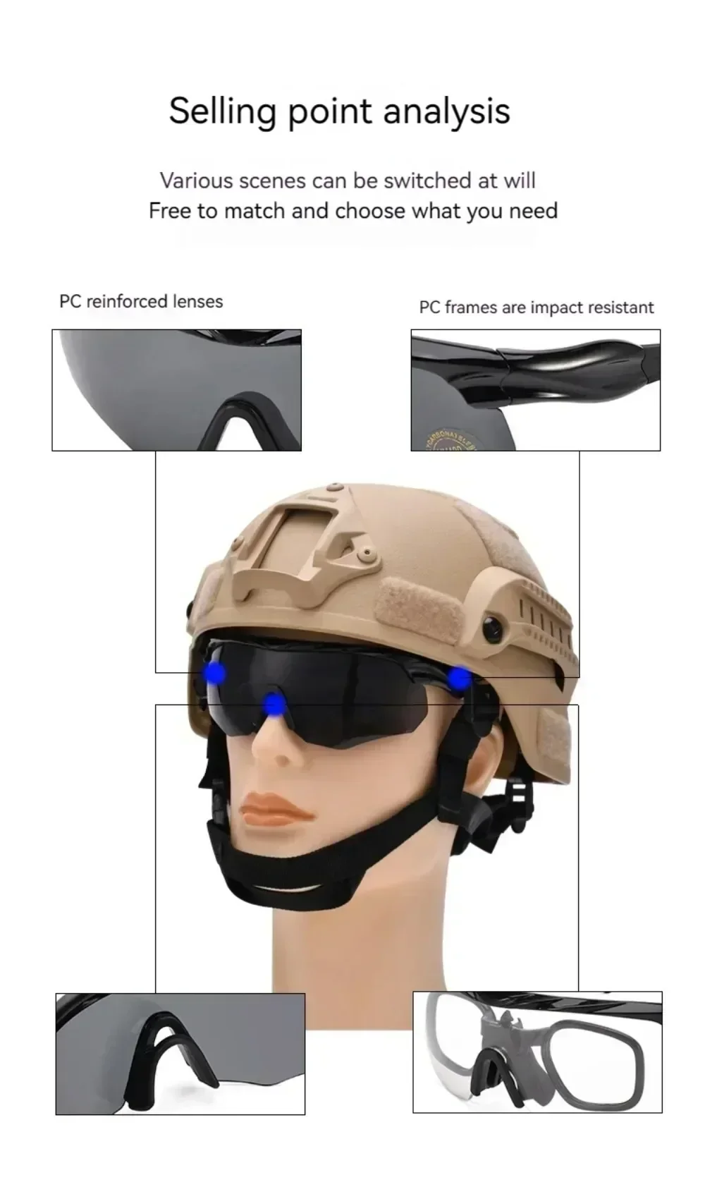 Polarized Goggles New Polarized Tactical 3 Lens Set Climbing Outdoor Sports Windproof Dustproof Safety Protective