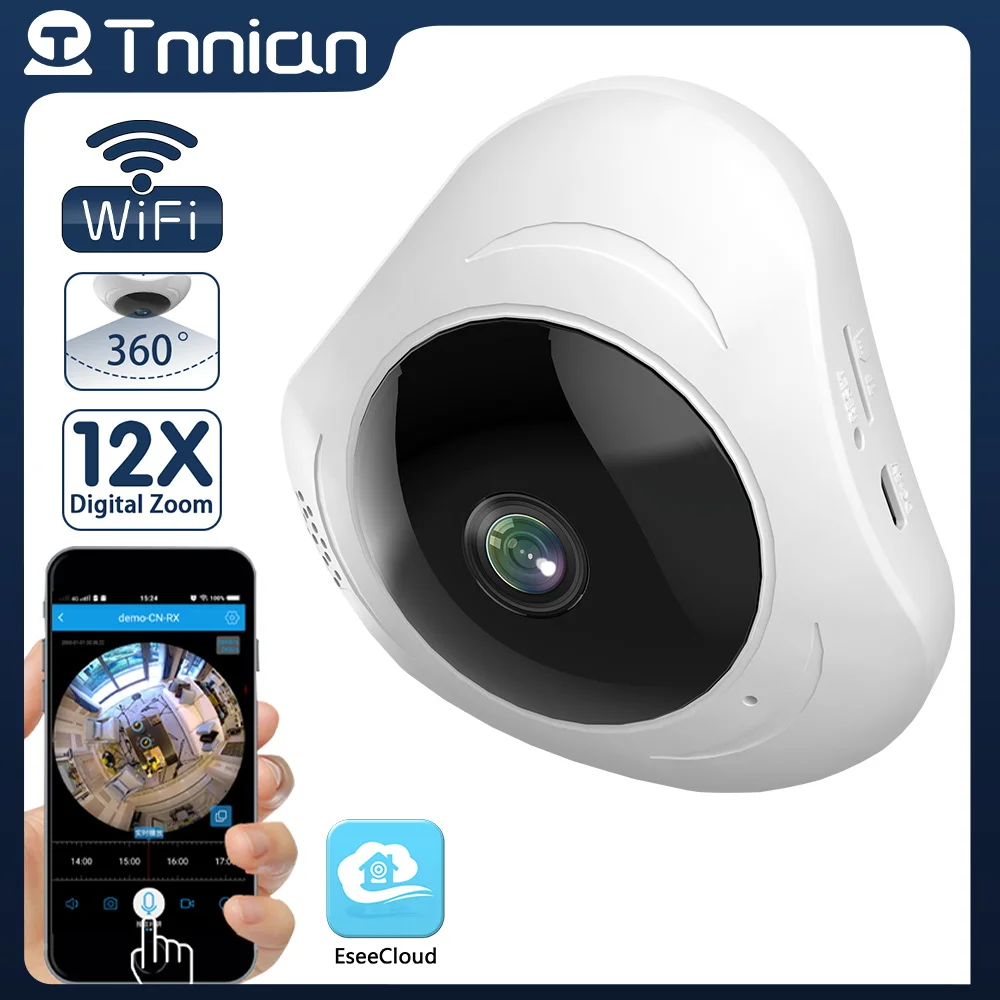 Tnnian 4MP Wifi Panorama Security Camera 12X Zoom 360 Degree VR