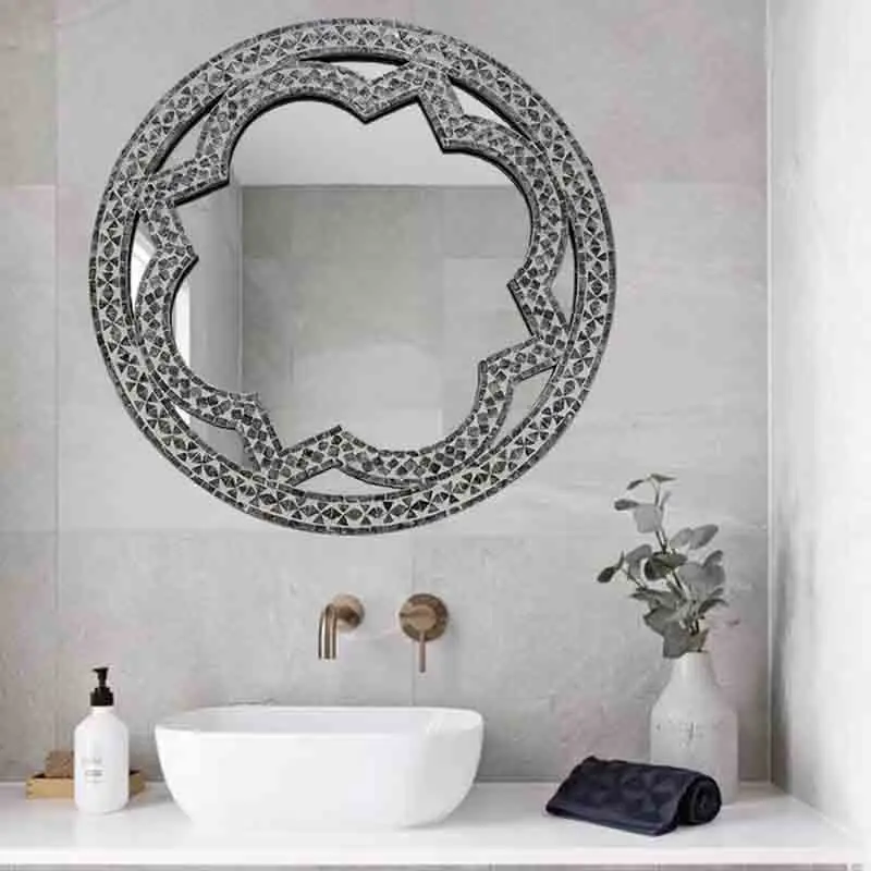 

Toilet Design Mirror Make Up Luxury Shower Bedroom Glass Decorative Mirrors Round Aesthetic Espejos Para Maquillaje Decorations