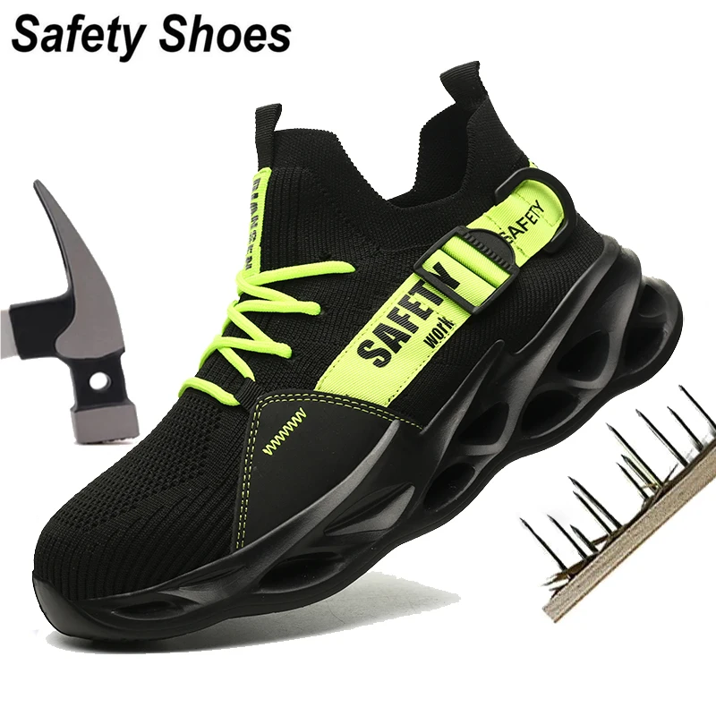 Safety Shoes Men With Steel Toe Cap Anti-smash Men Work Shoes Sneakers Light Puncture-Proof Indestructible Shoes Dropshipping