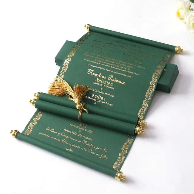 100Pcs Custom Elegant Scroll Wedding Invitations Personalized