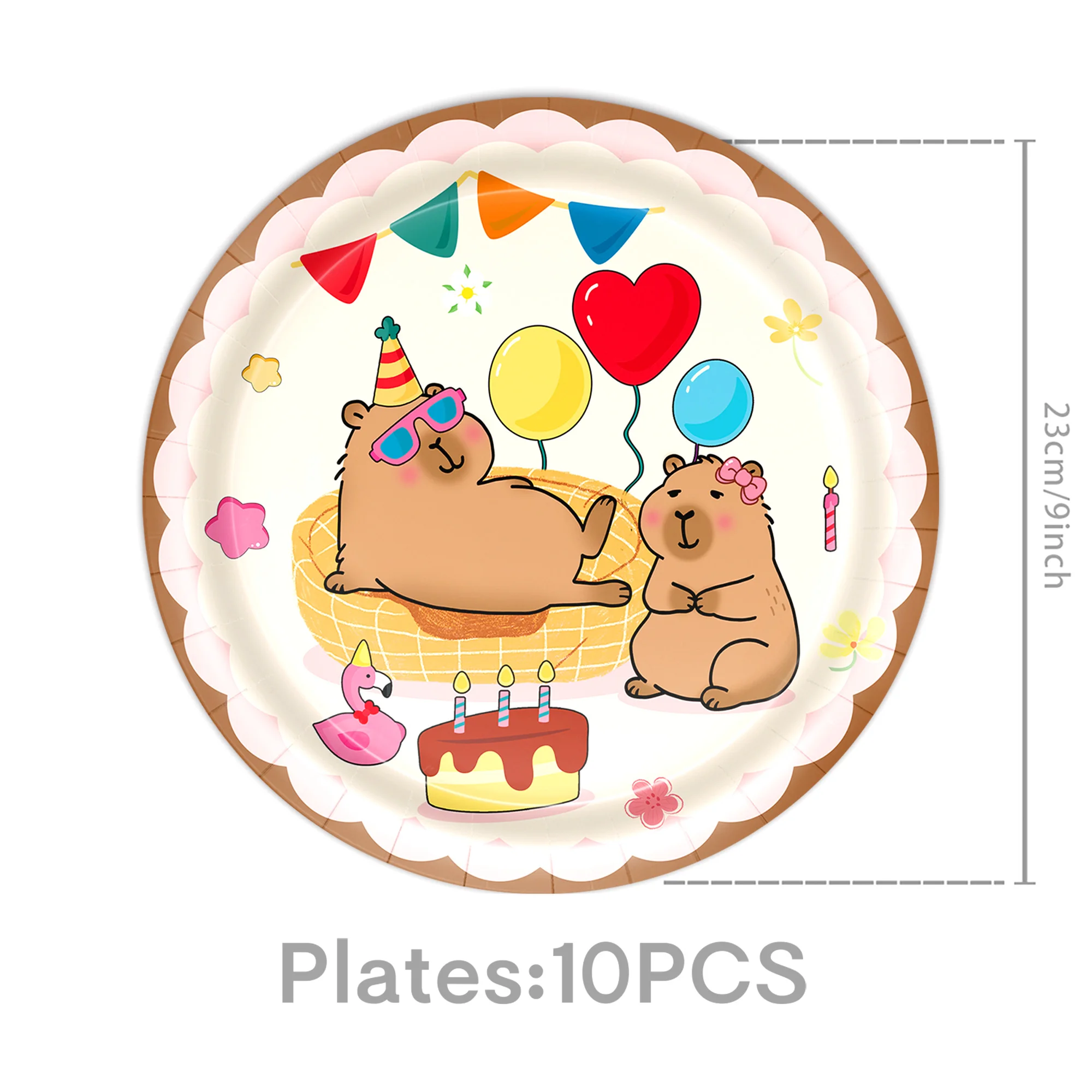 Cartoon Capybara Geburtstagsparty Dekoration Tier Einweggeschirr Tischdecke Becher Teller Babyparty Mädchen Partyzubehör – Detail 9
