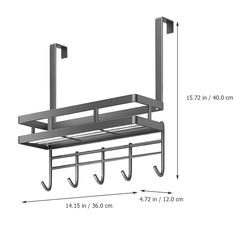 Over Door Hangers Detachable Installation-free Storage Rack Multifunctional High Carbon Steel Hook Clothes Shelf Basket