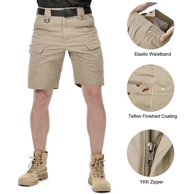Male Tactical Short Military Waterproof Workwear Pants Shorts Outdoor Cycling Sports Shorts Summer Quick-Drying Leisure Shorts