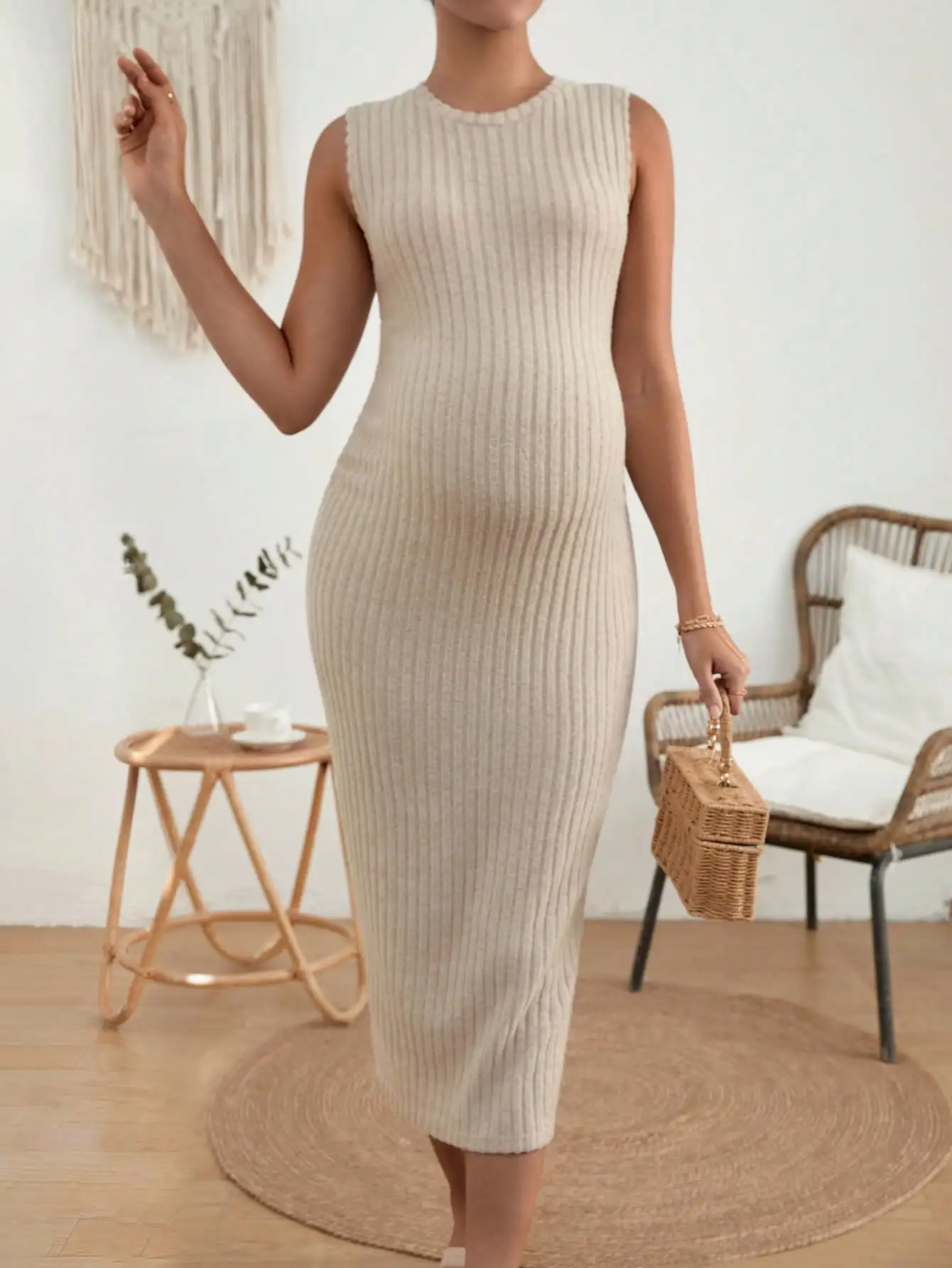 Gilet en tricot côtelé pour femme enceinte, robe sans manches, commerce extérieur, européen et américain