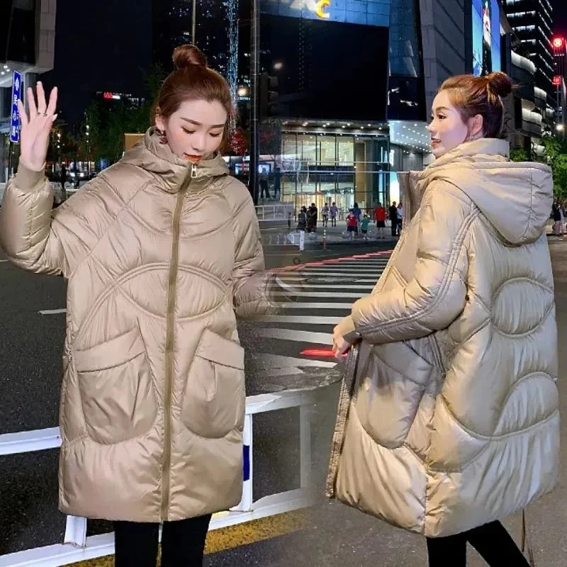 

2023 New Cotton-padded Coats Womens Winter Jacket Casual Loose Down Cotton Coat Long Winter Parkas Female Thick Warm Padded Coat