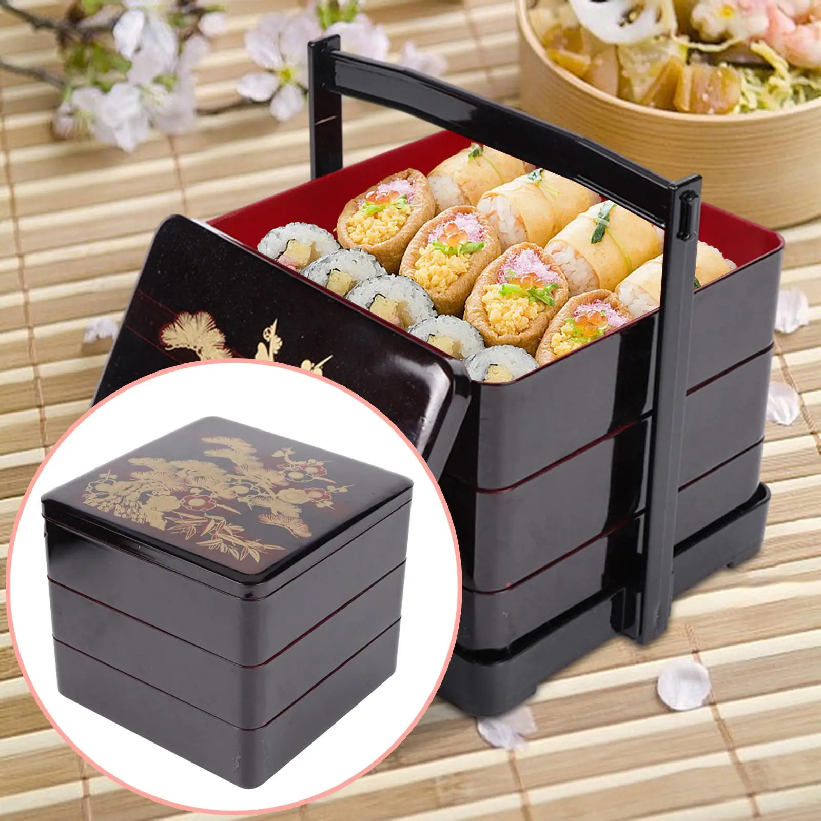 Lunch Box Office Traditional Sushi, Rice, Sauce Stackable 3 Layers Storage Picnic Tray Business Picnic Lunch Bento Box