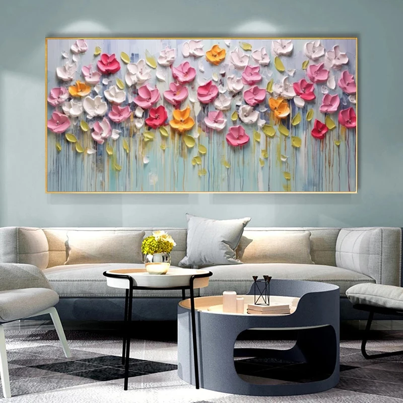 thumbnail image 1 of Pintura de flores de una pieza, impresiones abstractas en lienzo, imagen de arte de pared para sala de estar, envío gratis, decoración moderna del hogar sin marco, 1 of 5