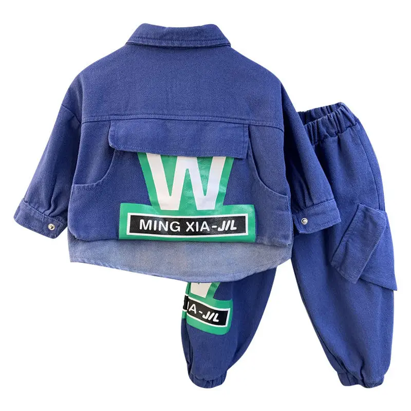 

2023 Spring Autumn Children Clothes Boys Suit Denim Pullover Tops + Jeans Pants 2Pcs/Set Infant Casual Outfits Kids Sportswear