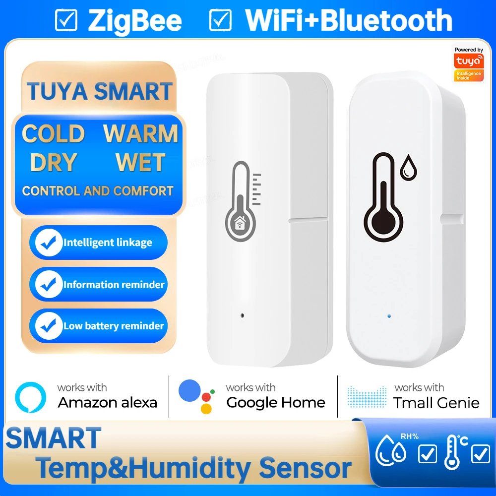 

Tuya WiFi Zigbee Temperature And Humidity Sensor APP Remote Monitor For Smart Home var SmartLife WorkWith Alexa Google Assistant