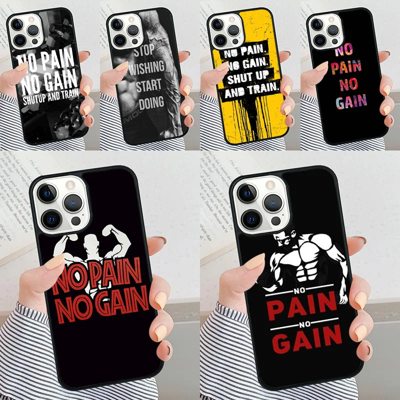 No Pain No Gain Gym Fitness Phone Case Per Iphone 11 12 13 14 15 Pro Max Cover Posteriore Per Apple Xs Max Xr 7 8 Plus Se2020 Fundas