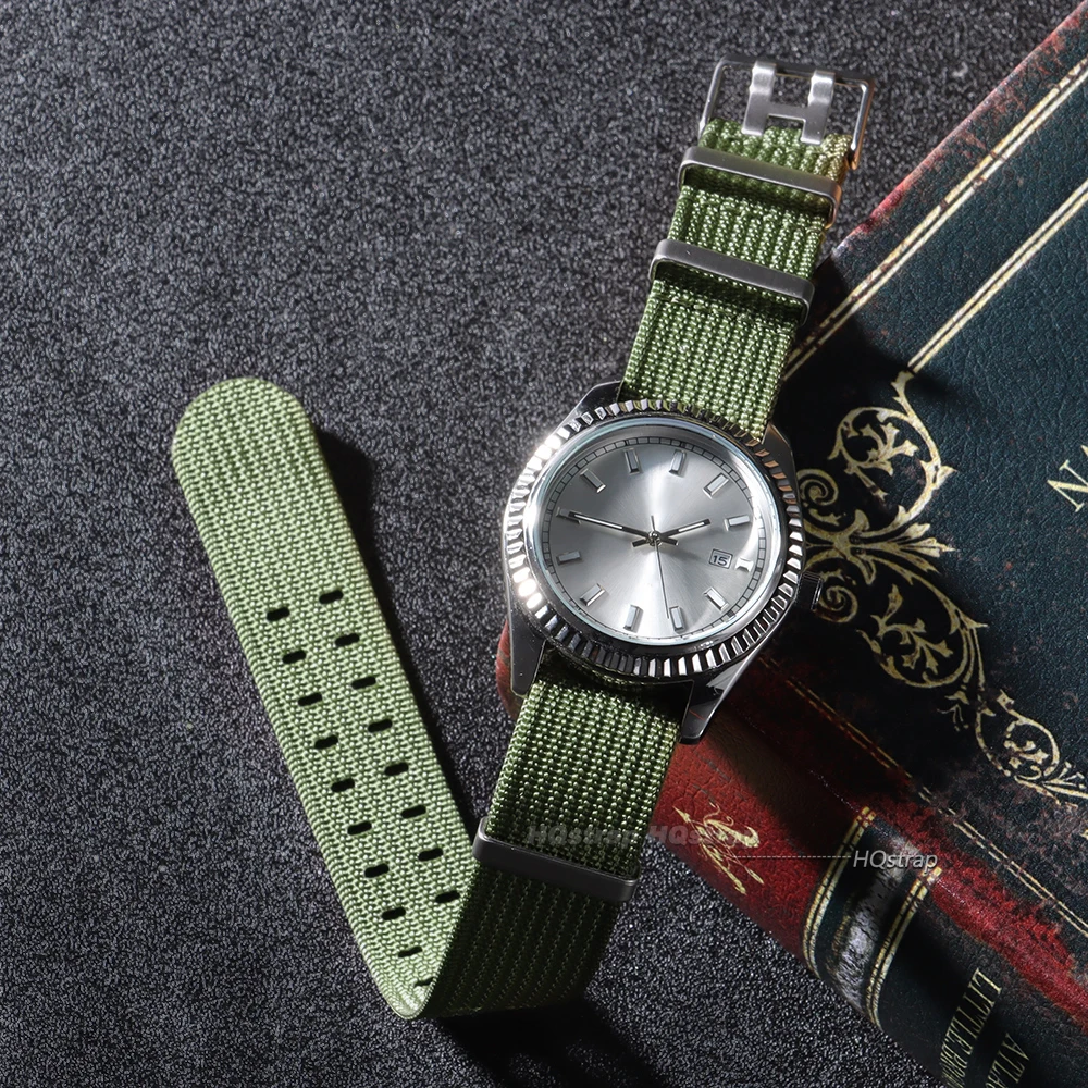 Premium Nylon Ribbed Sport Watch Strap - Stripe Design Wristband