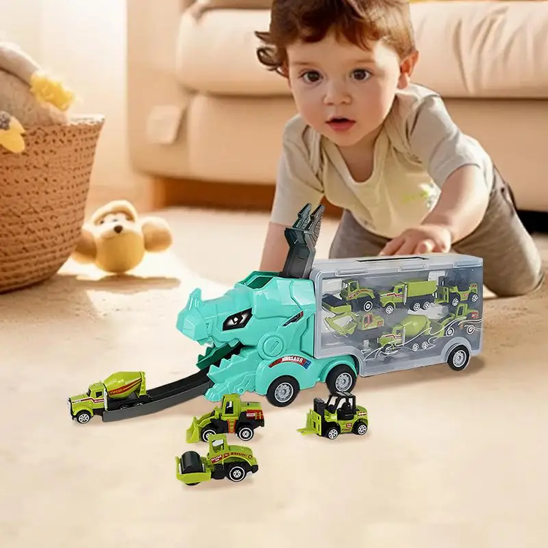Transport Dinosaur Truck 6 Car Dinosaur Shape Toy Truck Transporter Mega Hauler Toy Fun KidsMotor Vehicle Playsets Interactive