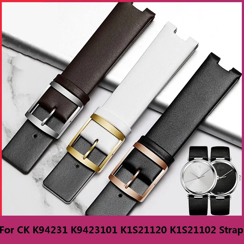 

Watch Band for CK K1S21102 K1S21120 Genuine Leather Durable Soft for Calvin Klein Dedicated Concave Interface Strap 20mm Women