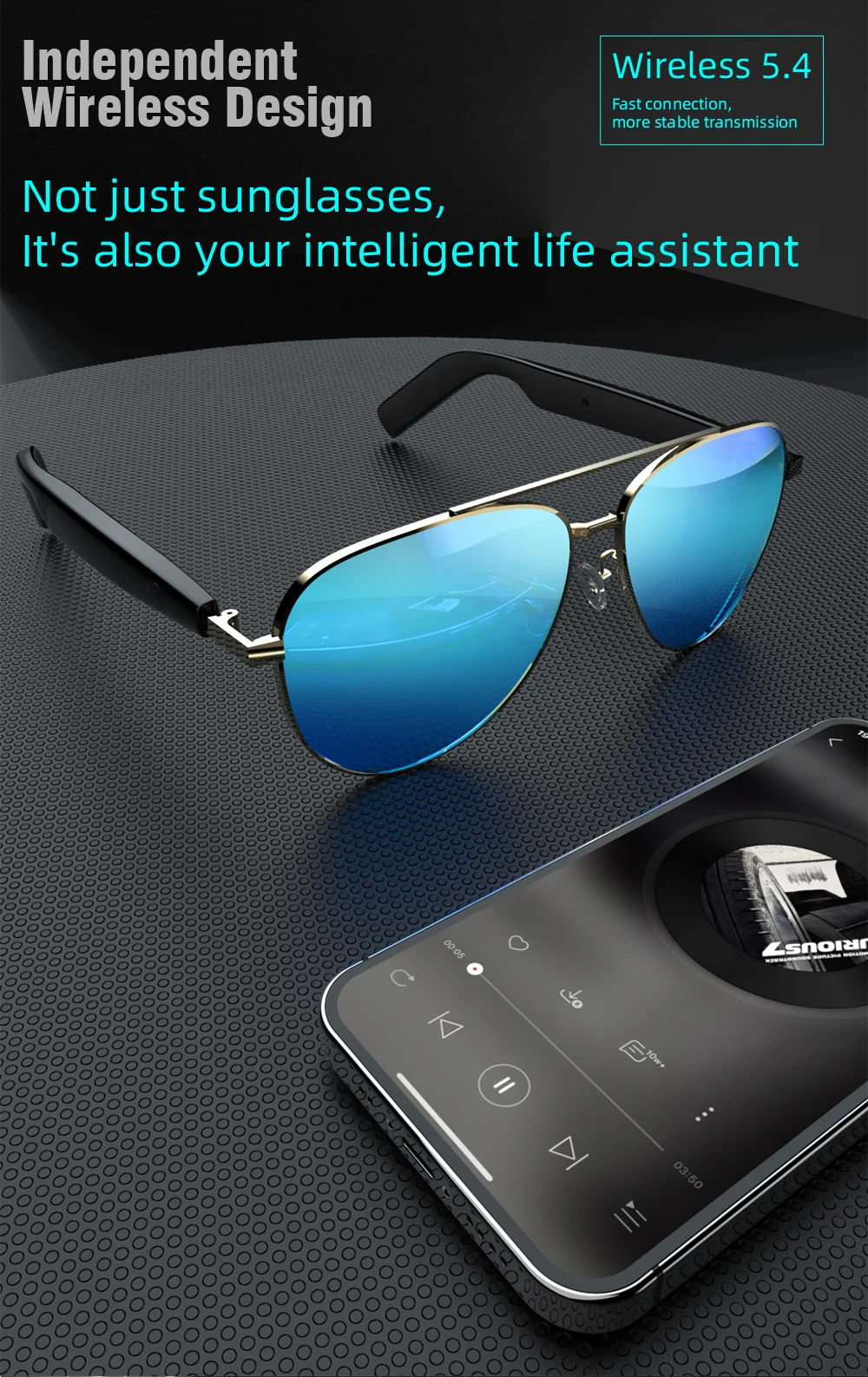 Description Picture 4 of itemSmart Wireless Bluetooth Glasses for Men And Women Fashion Anti-Blue Light Glasses with Music Playback And Phone Answering