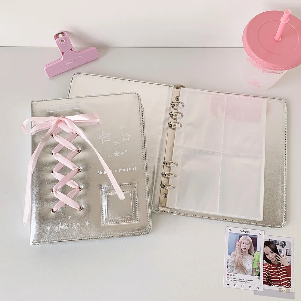 Elegant Ballet Bow Silver DIY Binder Photocard Album and Stationery Cover