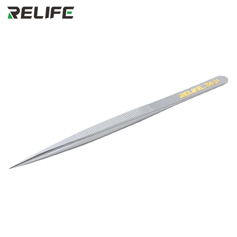 Precision Tweezers High-Hardness Stainless Steel Anti-slip Design Tight Clamping RELIFE SA-11/SA-15 For Electronic Maintenance