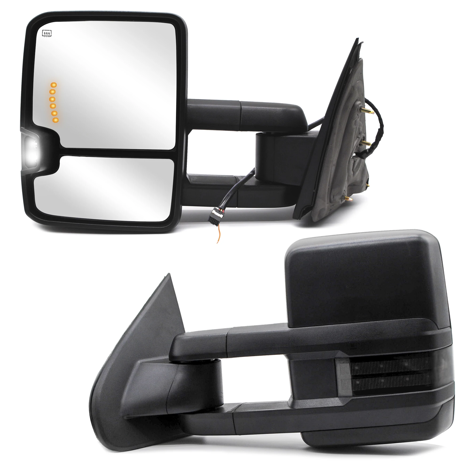 

Towing Mirrors For 2015-2018 Chevy Silverado 1500 2500 3500 Power Heated LED Signal Arrow Light Auxiliary Lamp Smoke Lamp Cover
