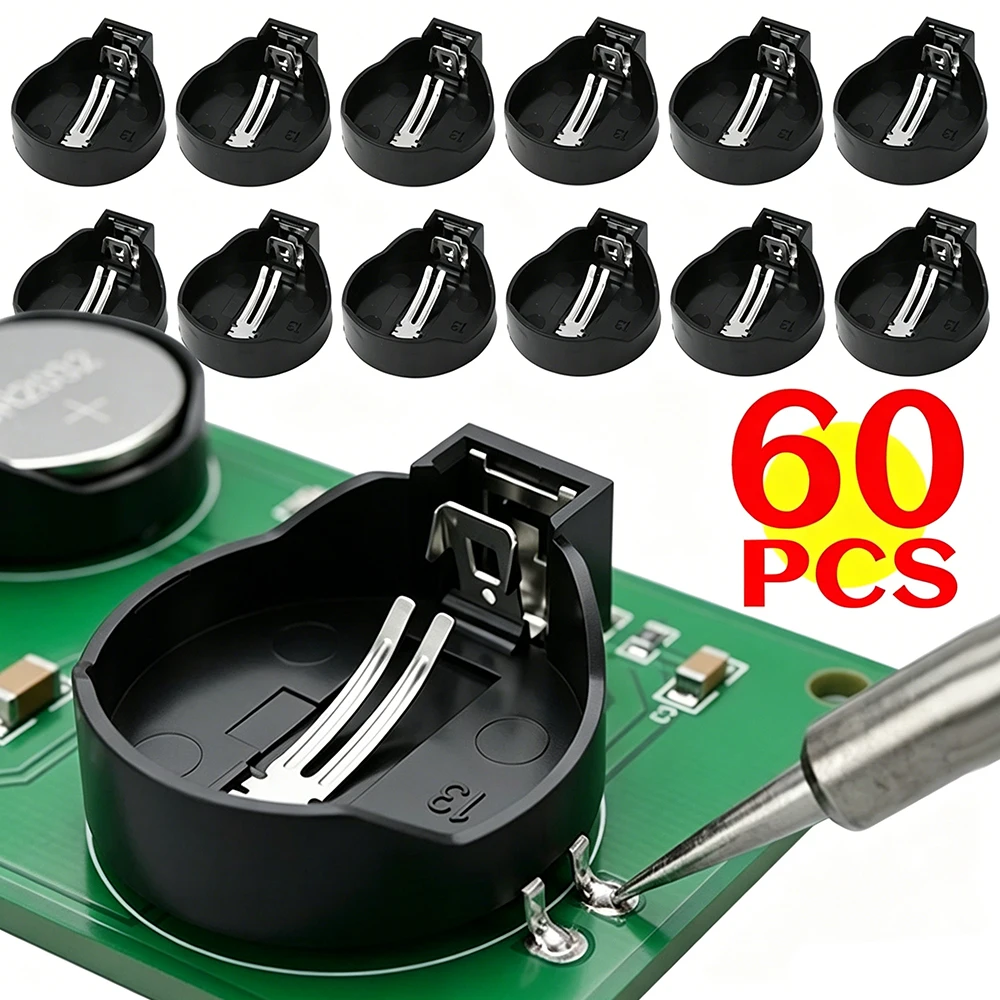 60-10PCS 배터리 홀더 CR2032 코인 셀 배터리 케이스 환경 보호 재료 블랙 코인 셀 버튼 소켓 홀더