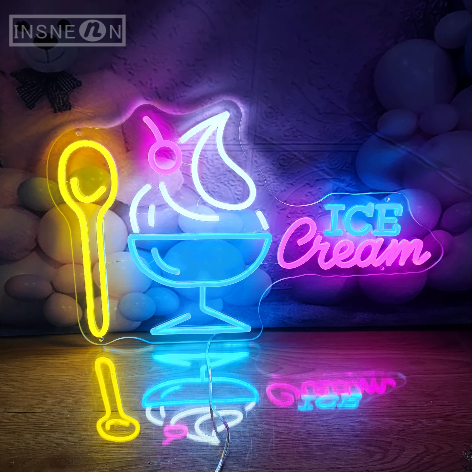 ネオンサイン LEDライト　オーダーメイド　Ice アイスクリーム　インテリア ネオンサイン LEDライトオーダーメイドIce アイスクリームインテリア
