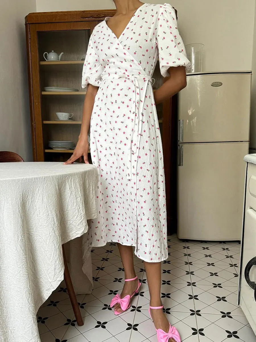 Women's Loose Fit Cotton Blend Maxi Dress with V-Neck & Short Sleeves Sf1264789799b407986d14dd029bdb954t