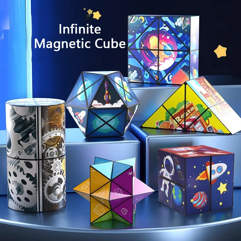 

3D Infinity Magic Cube Changeable Magnetic Cube Decompression Hand Flip Transforming Geometric Anxiety Fidget Toys Children Toys