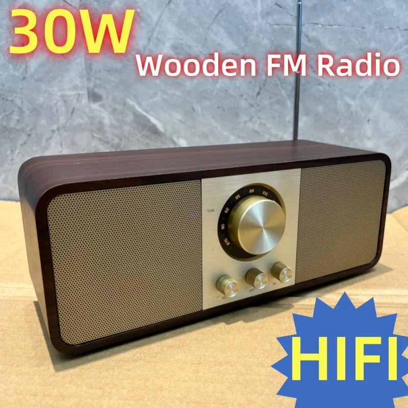 

HIFI Bluetooth Speakers Wooden FM Radio Portable Outdoor Solid Wood Subwoofer Retro Bluetooth Sound Player Boombox TF/AUX/FM/USB