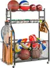 Sports Equipment Garage Organizer,Garage Ball Storage for Sports Gear and Toys, Rolling Ball Cart 1