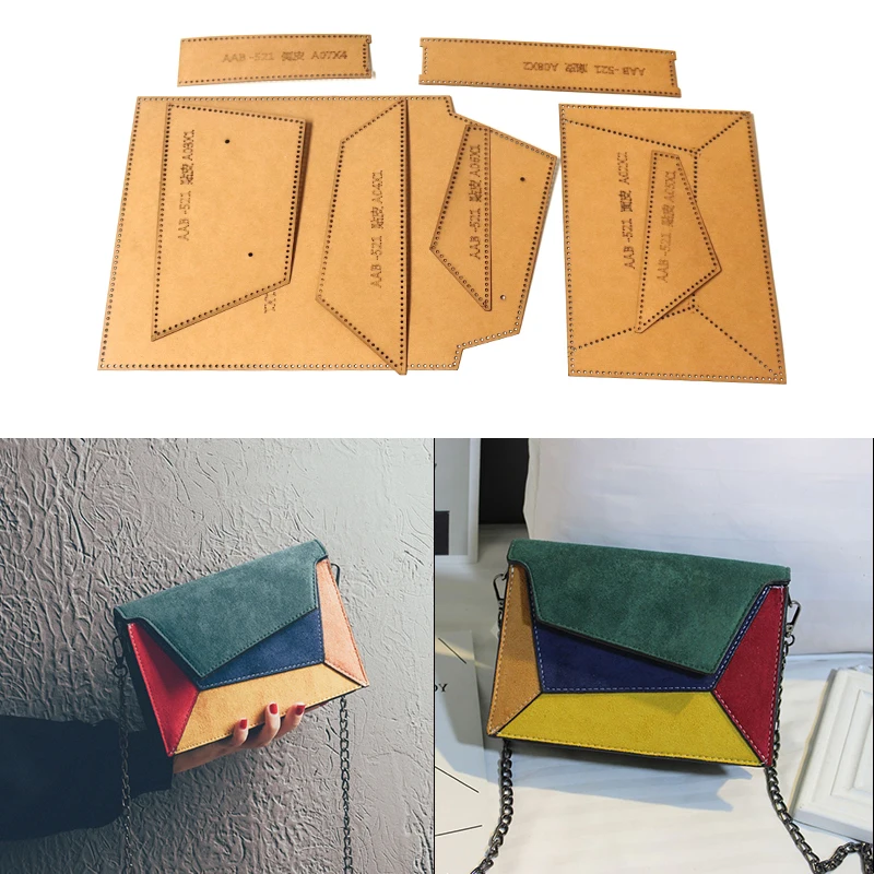 DIY Leather Craft Crossbody Bag Heavy Weight Kraft Paper Sewing Template Pattern Hollowed Sew Stencil 21x14.5x8CM leather sewing kit,leather craft template,sewing template