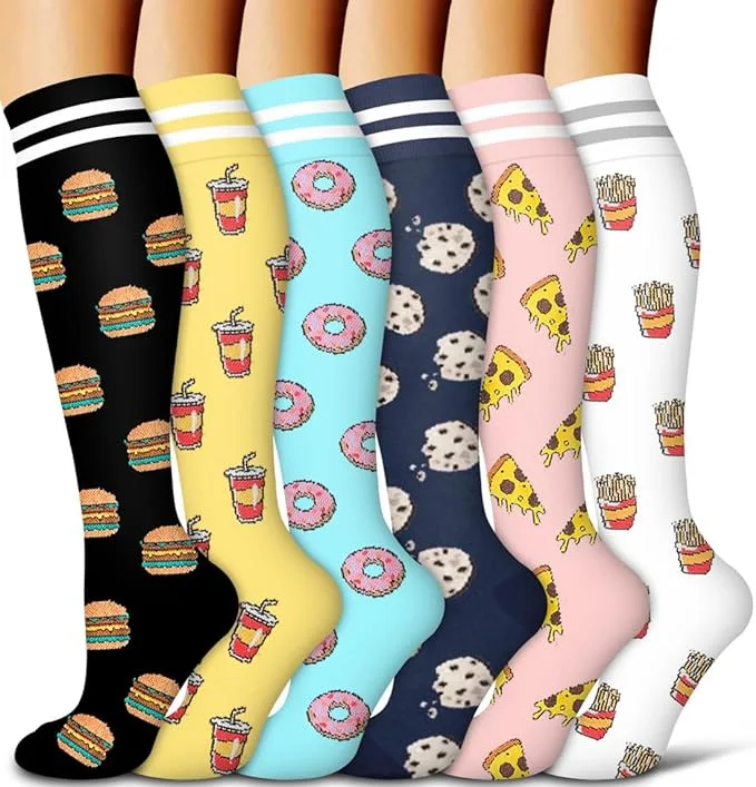 Compression Socks 6 PAIRS for Men Women Running Nurse Sport