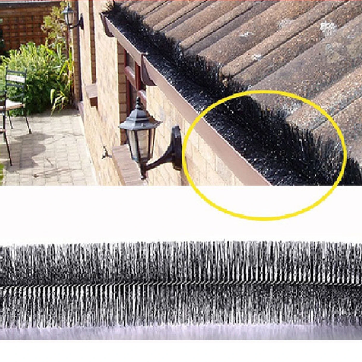 4m Gutter Brush Roof and Gutter Protection Prevent Clogging Heavy Duty Branch Filter Home Garden Protection Brush Guard